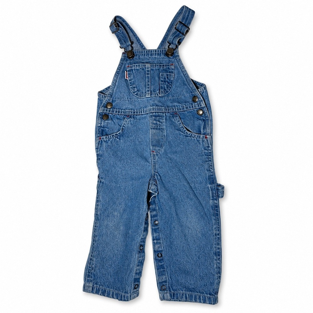 Vintage Liberty Denim Overalls 18M Baby Toddler Blue Bib Snap Leg Made in USA